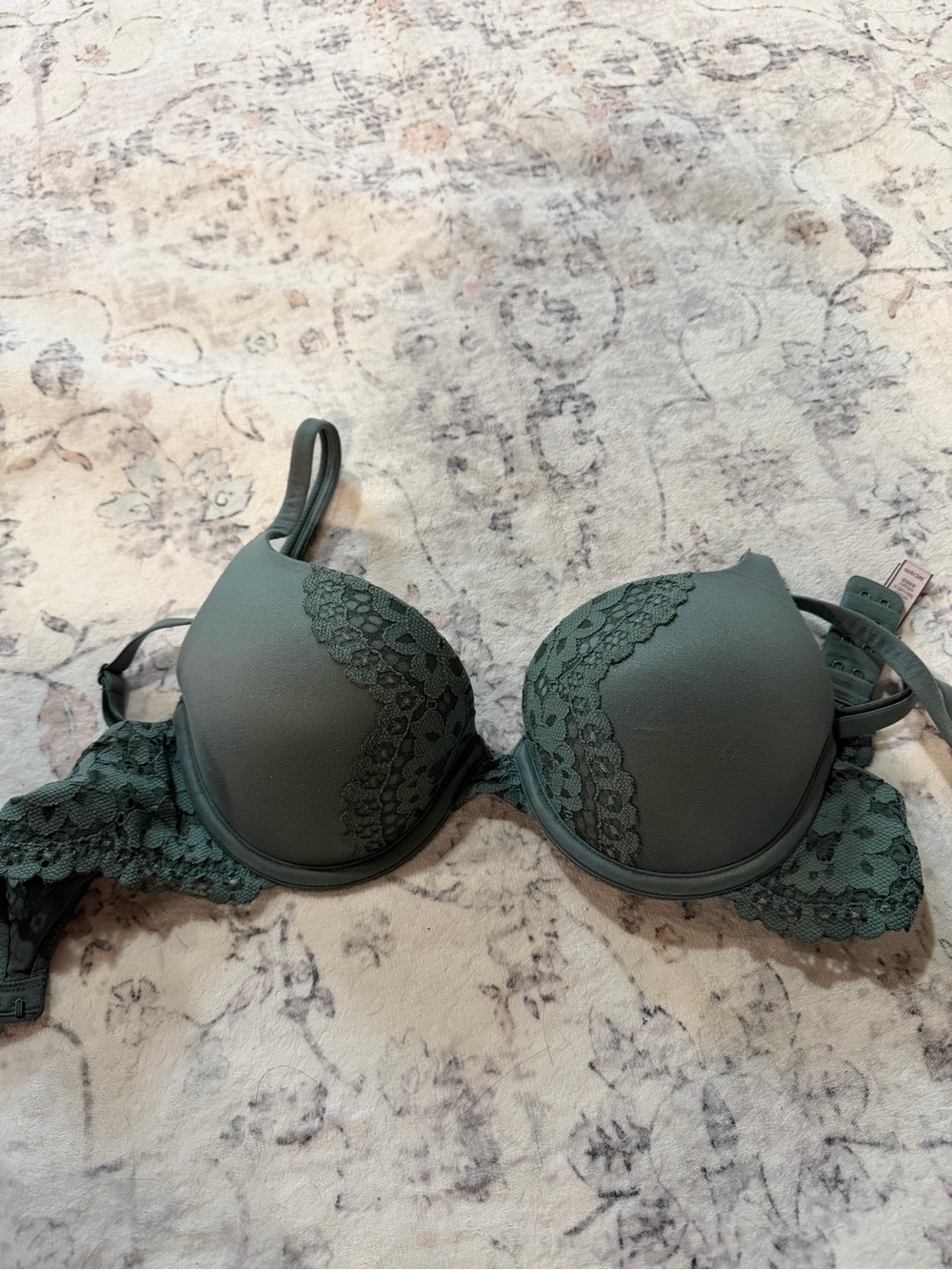 Victoria's Secret Molded Lace-Accent Bra in Teal Green